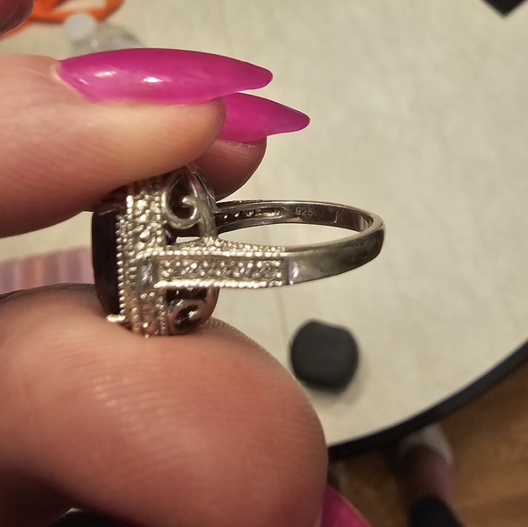 Cushion Cut Amethyst Ring Sterling Silver - Picture 7 of 17